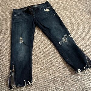 Genetic Denim Skinny Jeans in Dark Blue with Distressed Details